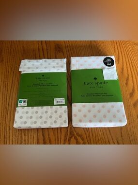 Kate Spade Standard White & Peach OR White & Grey Dot Pillowcase Pair